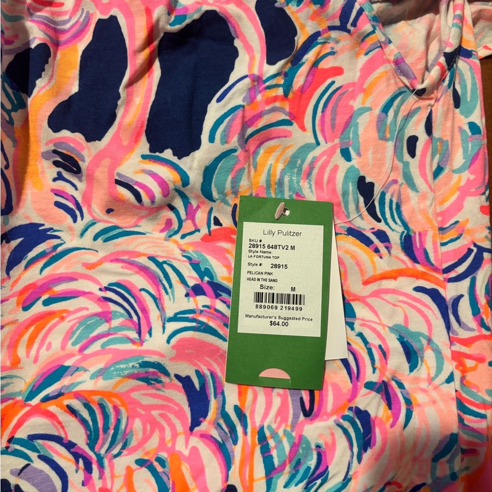 Lilly Pulitzer Pelican Pink Multicolor Swirl Off the Shoulder Top - Picture 4 of 4